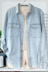 Brennan Denim Shacket: Light Wash