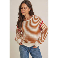 Apple Orchard Stripe Sweater: taupe/multi