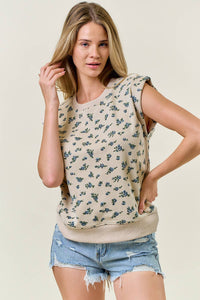 The Poppy Floral Lounge Tank: Beige