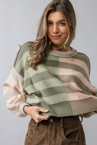 Bella Color Block Crew Sweater.