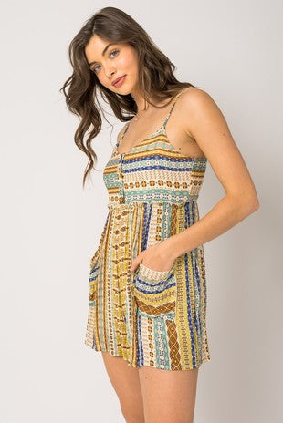 Kitt Sleeveless Boho Print Romper