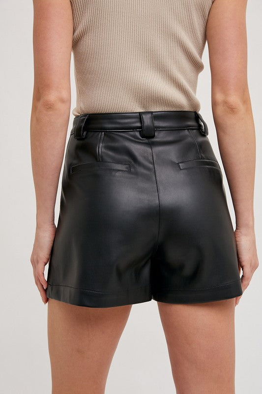 Izzy Vegan Leather Skort: Black