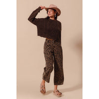 The Wild Side Leopard Barrel Jeans: Mocha