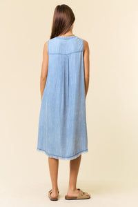 Lydia Tencel Midi Dress: Light Denim