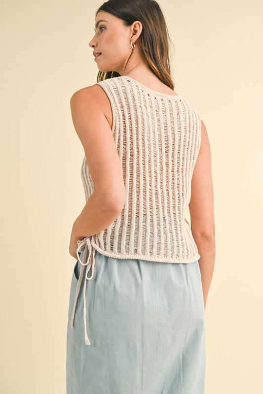 Amaya Side Lace Up Knit Tank: Oatmeal