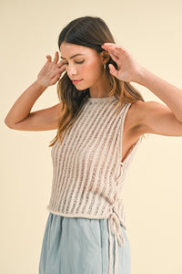 Amaya Side Lace Up Knit Tank: Oatmeal