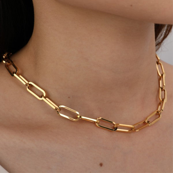 18K Chunky Paper Clip Chain Necklace: Gold