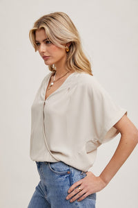 Emberly Wrap Blouse: Oatmeal