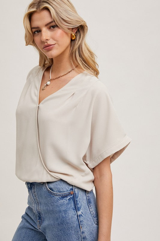 Emberly Wrap Blouse: Oatmeal