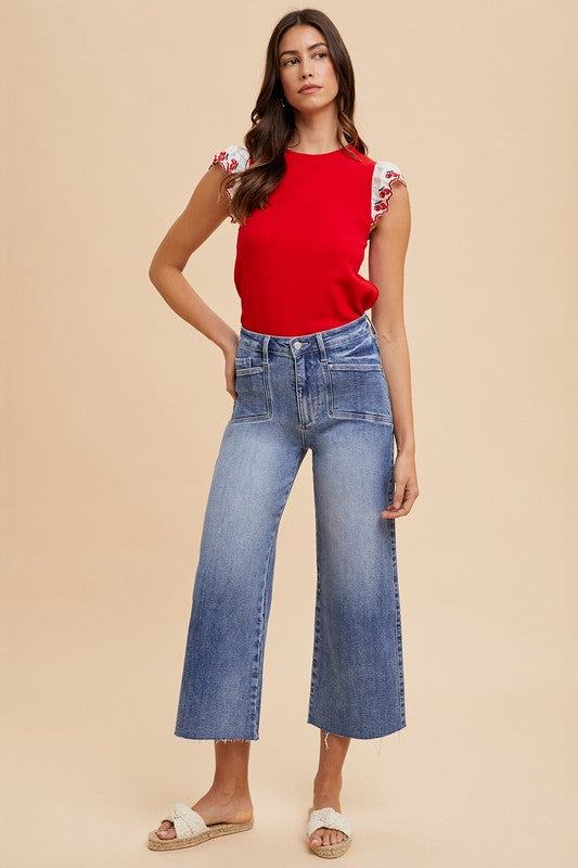 Izzy High Rise Comfort Stretch Wide Leg Jeans: Medium