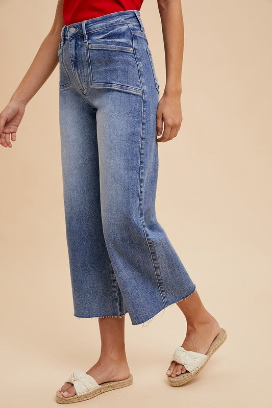 Izzy High Rise Comfort Stretch Wide Leg Jeans: Medium