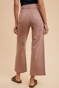 Bella Comfort Stretch High Rise Wide Leg Jeans: Dried Rose