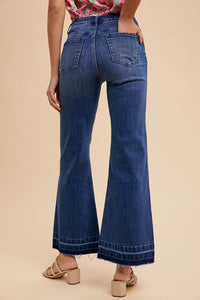 Anniewear Comfort Stretch Released Hem Wide Leg Jeans: Dark Wash