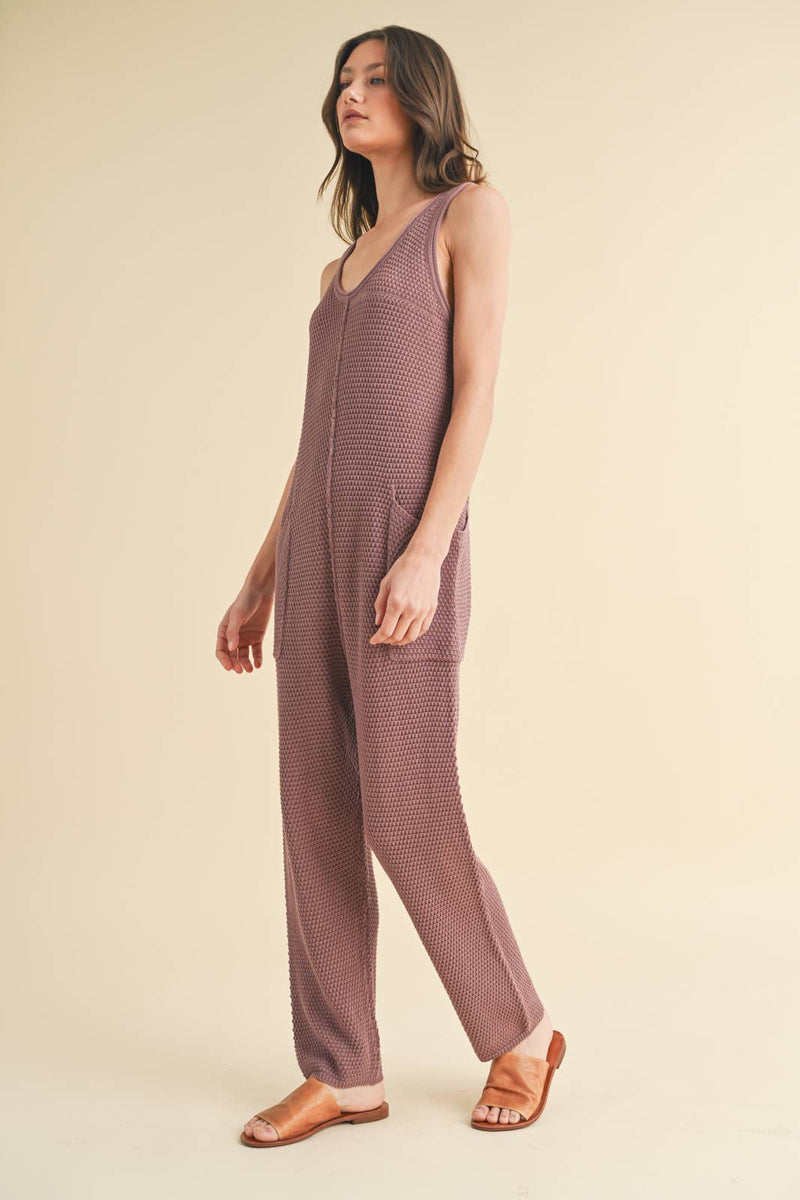 Olivia Sweater Jumpsuit: Red Bean