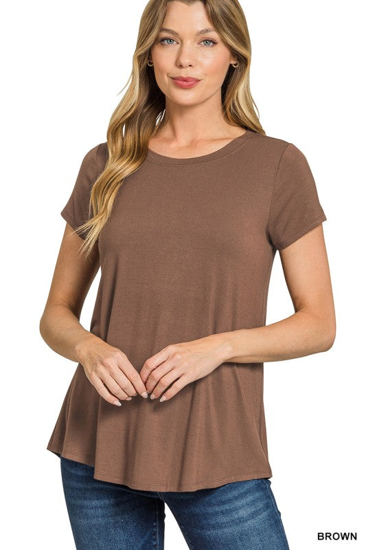 Sloane Flow Tee – Lightweight Rayon Short Sleeve Everyday Top