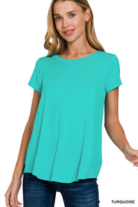 Sloane Flow Tee – Lightweight Rayon Short Sleeve Everyday Top