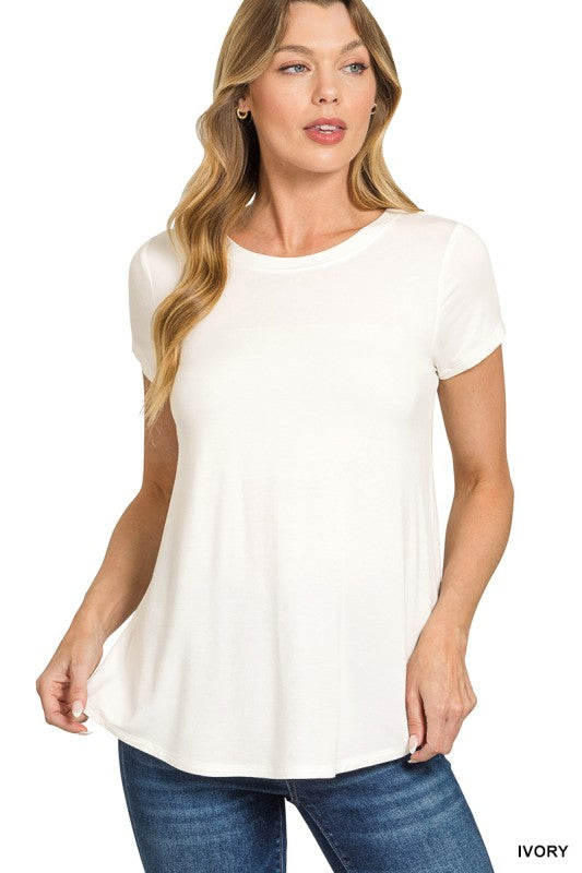 Sloane Flow Tee – Lightweight Rayon Short Sleeve Everyday Top