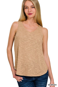 Jade Lightweight Textured V-Neck Sleeveless Tank – Vacation-Ready Everyday Basic