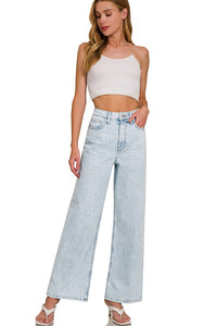 Indie High-Waist Wide Leg Rigid Denim Jeans (Light Wash)