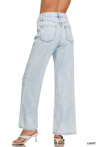 Indie High-Waist Wide Leg Rigid Denim Jeans (Light Wash)