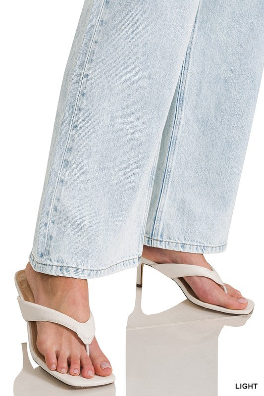 Indie High-Waist Wide Leg Rigid Denim Jeans (Light Wash)