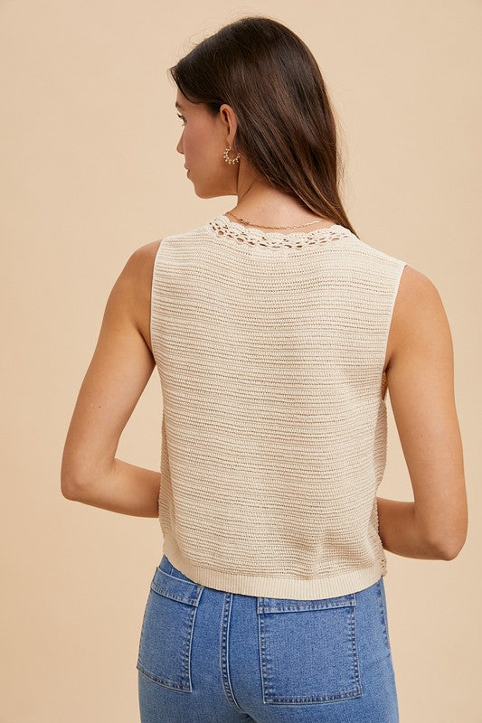 Bella Crochet Vest: Oatmeal