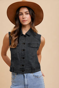 Jayla Comfort Stretch Cropped Denim Vest