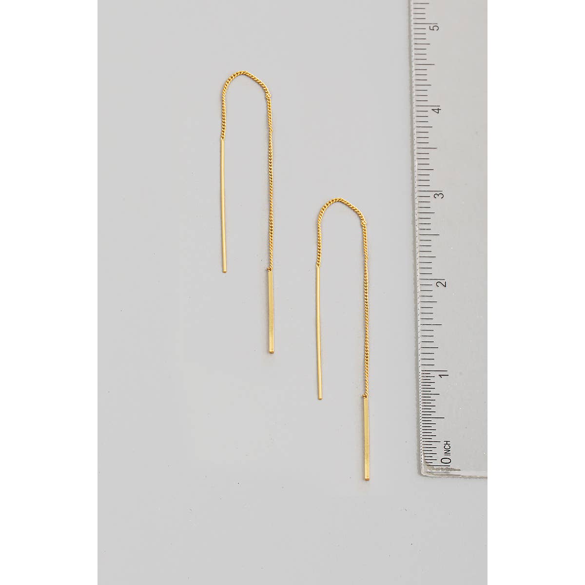 Gold Dipped Bar Threader Earrings: Gold