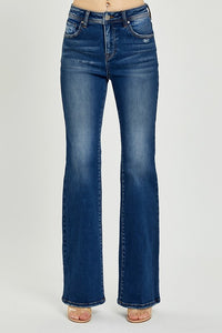 Risen High Rise Bootcut Jeans: Dark Wash