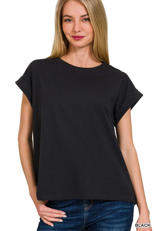 Easy Does It Rolled Sleeve Tee | Women's Casual Short Sleeve T-Shirt