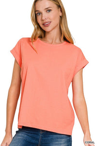 Easy Does It Rolled Sleeve Tee | Women's Casual Short Sleeve T-Shirt