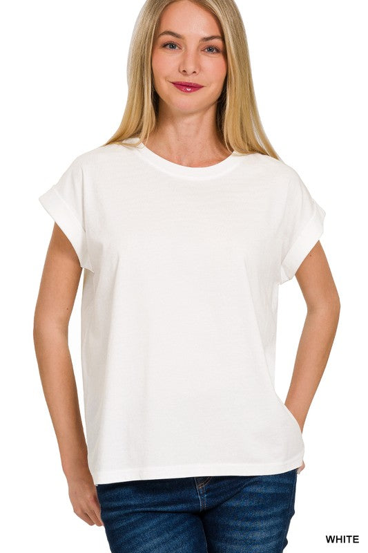 Easy Does It Rolled Sleeve Tee | Women's Casual Short Sleeve T-Shirt