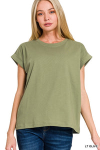 Easy Does It Rolled Sleeve Tee | Women's Casual Short Sleeve T-Shirt