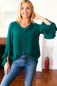 Ana Ruffle Sleeve Comfort Fit Long Sleeve Blouse