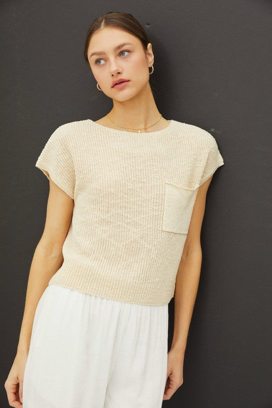 Haven Boat Neck Knit Sweater Top – Dolman Cap Sleeve Pullover
