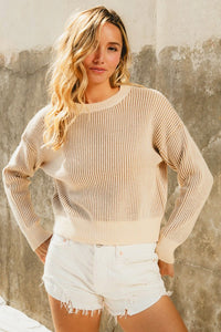 Morgyn Two Toned Ribbed Sweater