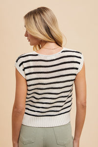 Toni Striped Sweater Top: Cream/Black