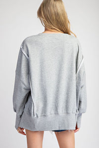 Varsity Vintage Wash Pullover: Grey