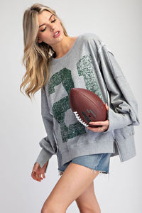 Varsity Vintage Wash Pullover: Grey