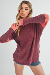 Gretel Colorblock Layering Top: Burgundy