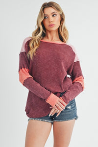 Gretel Colorblock Layering Top: Burgundy