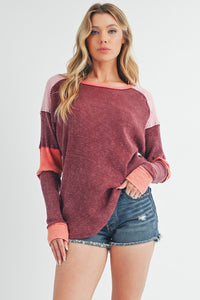 Gretel Colorblock Layering Top: Burgundy