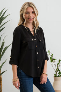 Workday Ready Classic Button Detail Blouse