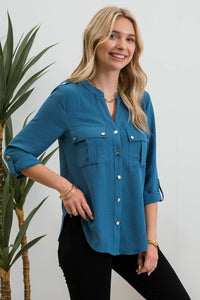 Workday Ready Classic Button Detail Blouse