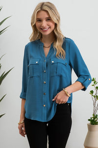 Workday Ready Classic Button Detail Blouse