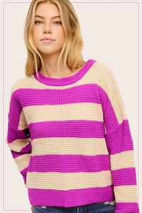 Cozy Favorite Waffle Knit Stripe Sweater