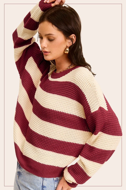 Cozy Favorite Waffle Knit Stripe Sweater