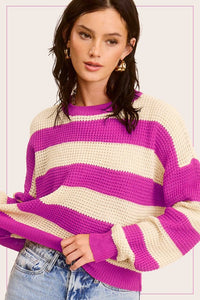 Cozy Favorite Waffle Knit Stripe Sweater