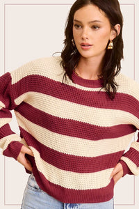 Cozy Favorite Waffle Knit Stripe Sweater