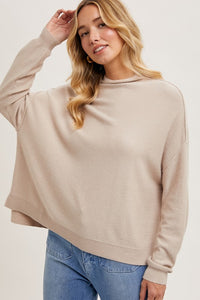 Kaesen Oversized Slouchy Neck Sweater: Oatmeal